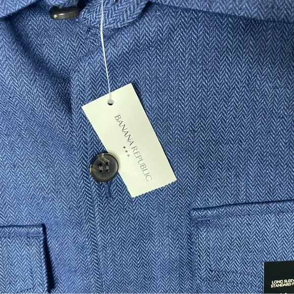 Banana Republic 2pc Linen Set Men’s M 31x30 Blue Shirt Jacket & Pants Flat NWT